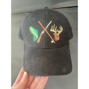 Vintage 80's 90's Hunting Fishing Embroidered Snapback Hat Cap Elk Deer Fish